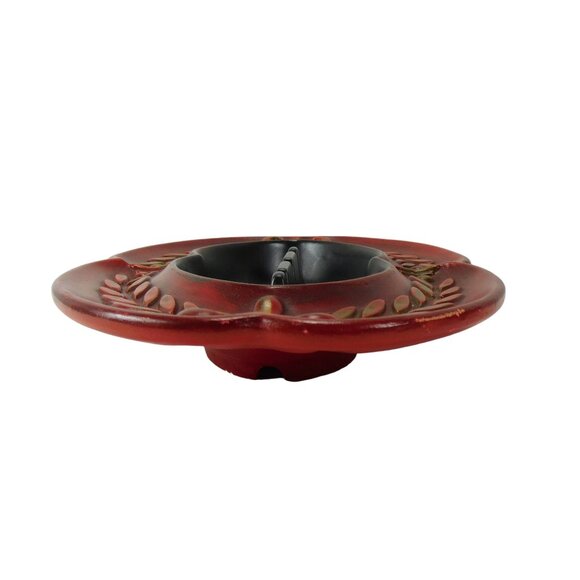 Vintage 1970s USA Mid Century Heager Red AshTray Wheat Leaf Baroque Crest 1068 - Picture 3 of 10